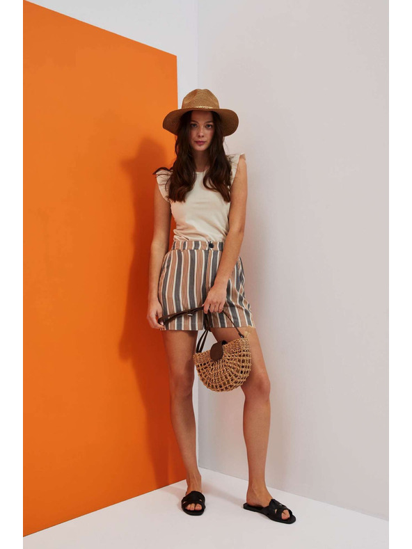 Moodo Gray-brown women's striped shorts Moodo