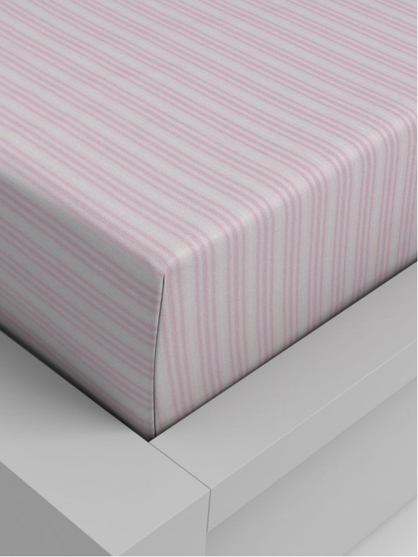 Kvalitex Bavlnené napínacie prestieradlo 140x200cm ružový prúžok Kvalitex