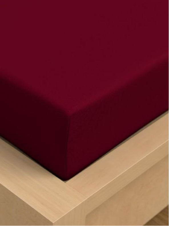 Kvalitex Jersey prestieradlo s lycrovou gumou 90x200cm vínovej farby Kvalitex