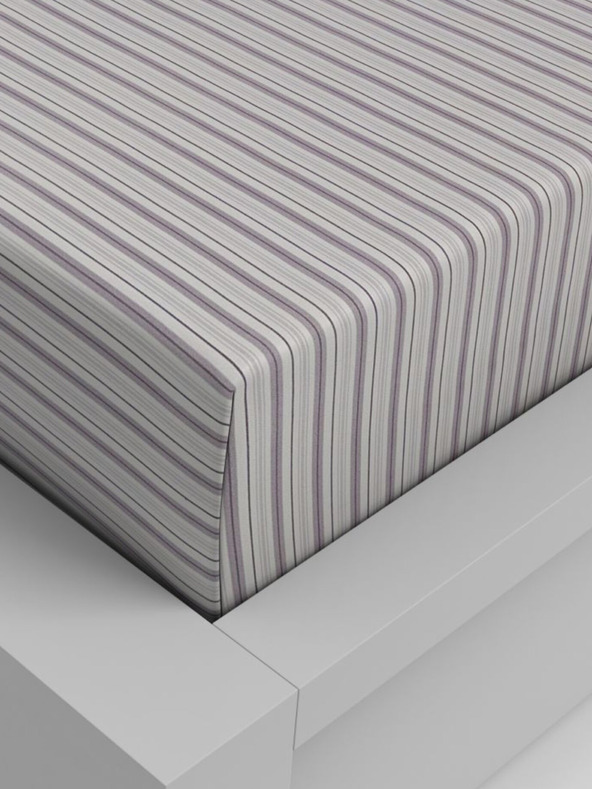 Kvalitex Bavlnené napínacie prestieradlo 100x200cm fialový prúžok Kvalitex