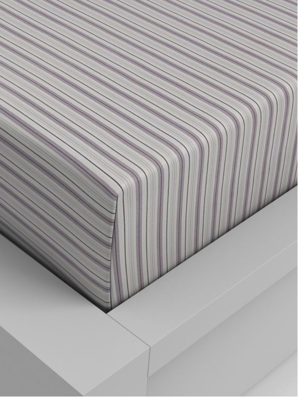 Kvalitex Bavlnené napínacie prestieradlo 200x200cm fialový prúžok Kvalitex