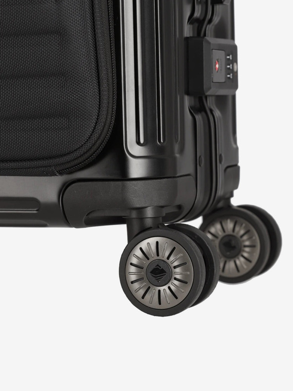 Travelite Čierny kufor Travelite Next 4w S s predným vreckom