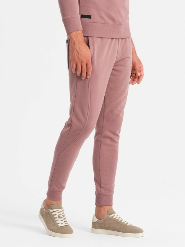 Ombre Clothing Pánska bavlnená mikina BASIC BASIC tmavoružová Ombre Clothing