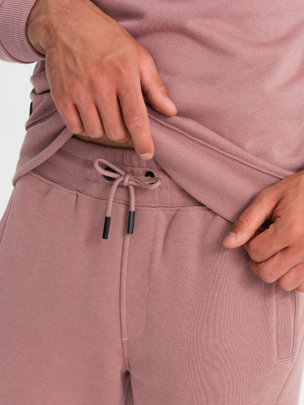 Ombre Clothing Pánska bavlnená mikina BASIC BASIC tmavoružová Ombre Clothing