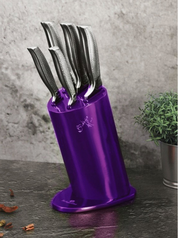 Berlingerhaus Sada nožov v stojane 6 ks Royal Purple Metallic Line Kikoza Collection BERLINGERHAUS