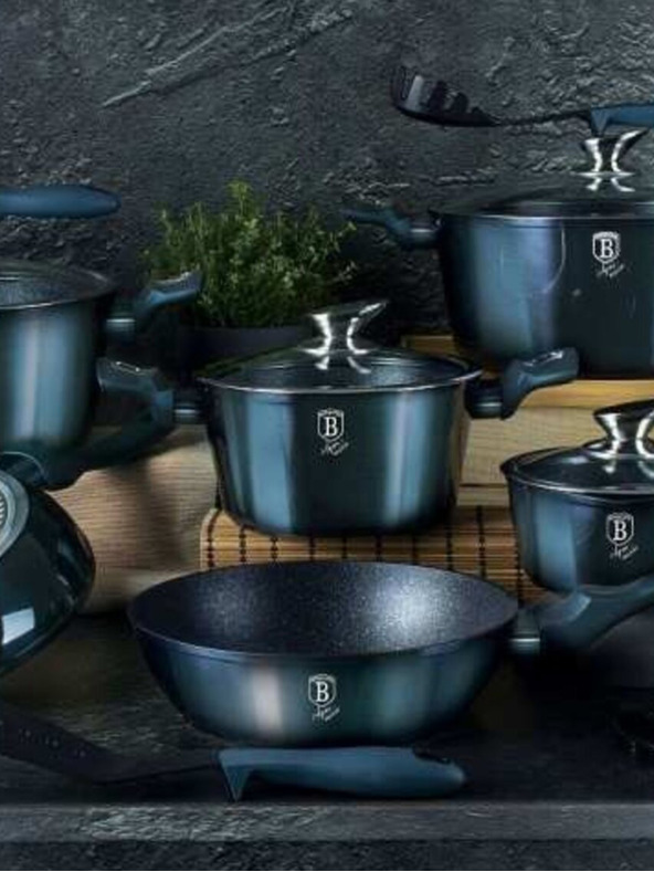 Berlingerhaus Súprava 13 kusov riadu Aquamarine Metallic Line BERLINGERHAUS s mramorovým povrchom