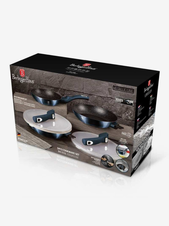 Berlingerhaus Sada troch panvíc s odnímateľnou rukoväťou 5 ks BERLINGERHAUS Aquamarine Metallic Line