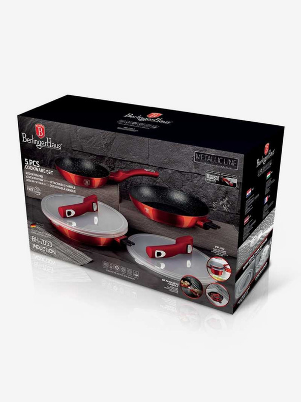 Berlingerhaus Panvica s odnímateľnou rukoväťou sada 5 ks Burgundy Metallic Line BERLINGERHAUS