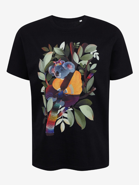 DOBRO Čierne pánske tričko s potlačou Zoot DOBRO. Koala