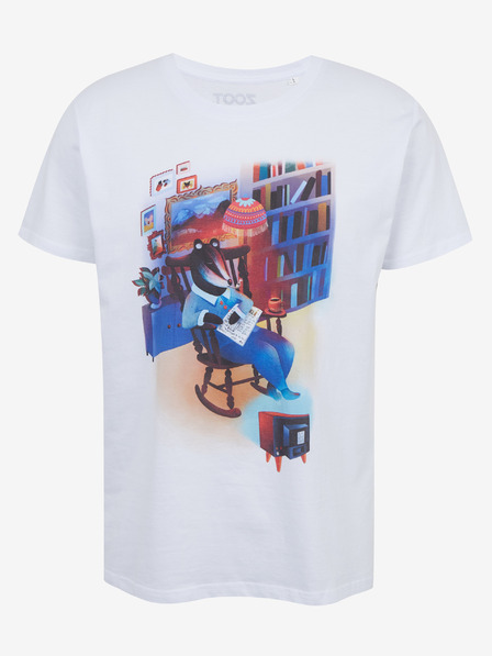 DOBRO Biele pánske tričko s potlačou Zoot DOBRO. Jazvec