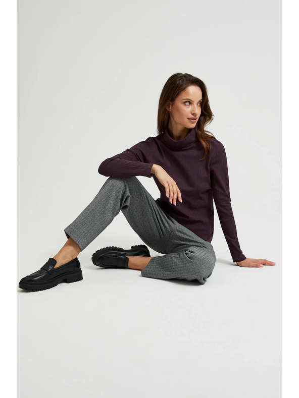 Moodo Tmavo fialový dámsky top s dlhým rukávom