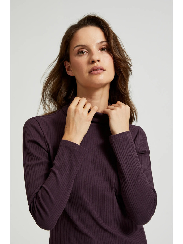 Moodo Tmavo fialový dámsky top s dlhým rukávom