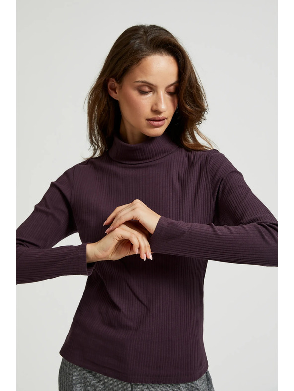 Moodo Tmavo fialový dámsky top s dlhým rukávom