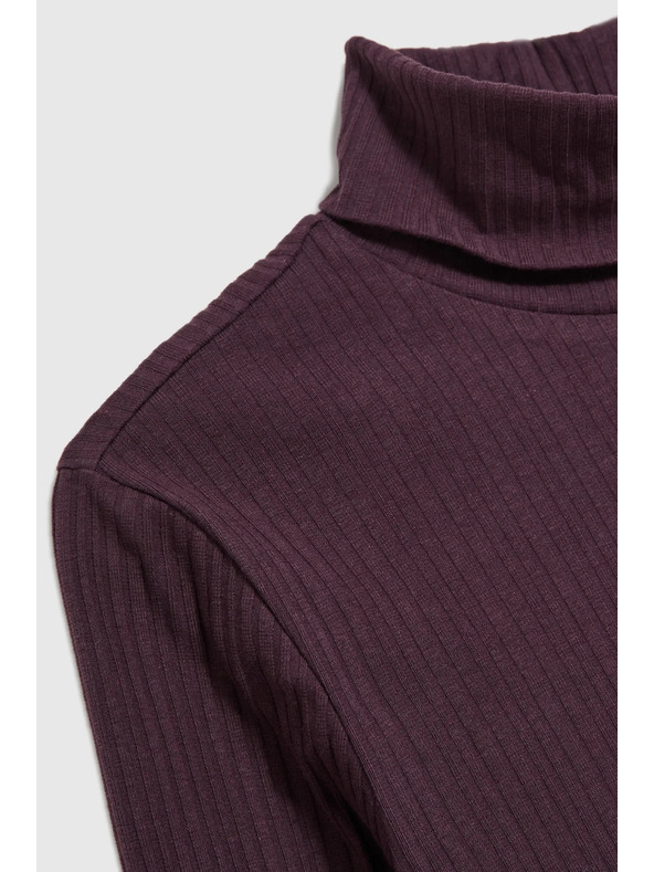 Moodo Tmavo fialový dámsky top s dlhým rukávom