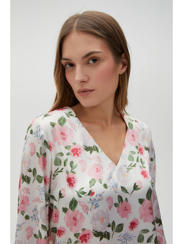 Moodo Biela dámska kvetovaná blúzka Moodo