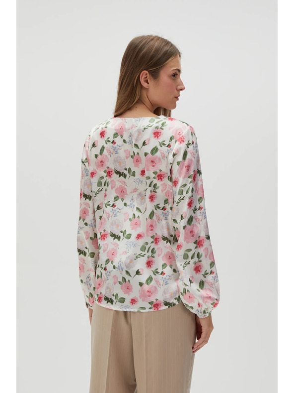 Moodo Biela dámska kvetovaná blúzka Moodo
