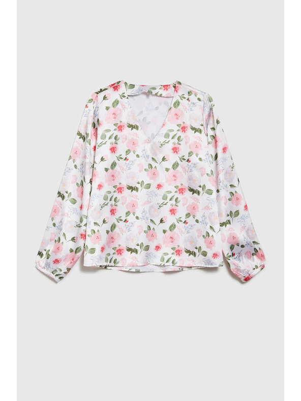 Moodo Biela dámska kvetovaná blúzka Moodo