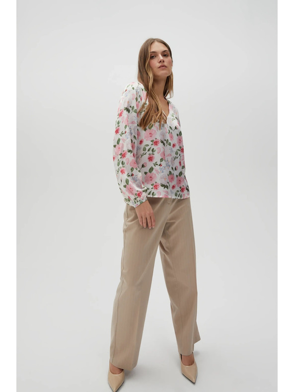 Moodo Biela dámska kvetovaná blúzka Moodo
