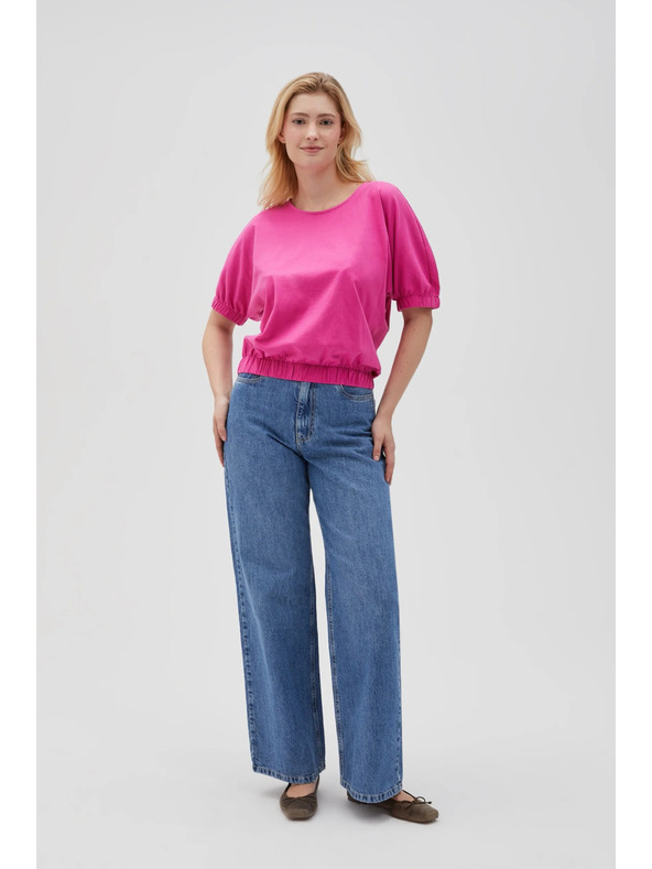 Moodo Fuchsiové dámske bavlnené tričko Moodo