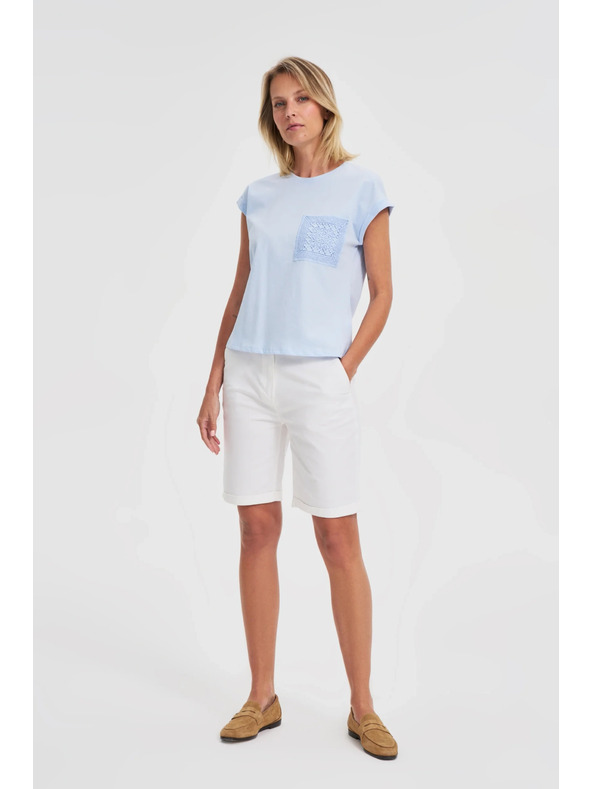 Moodo Svetlo modrý bavlnený top s vreckom