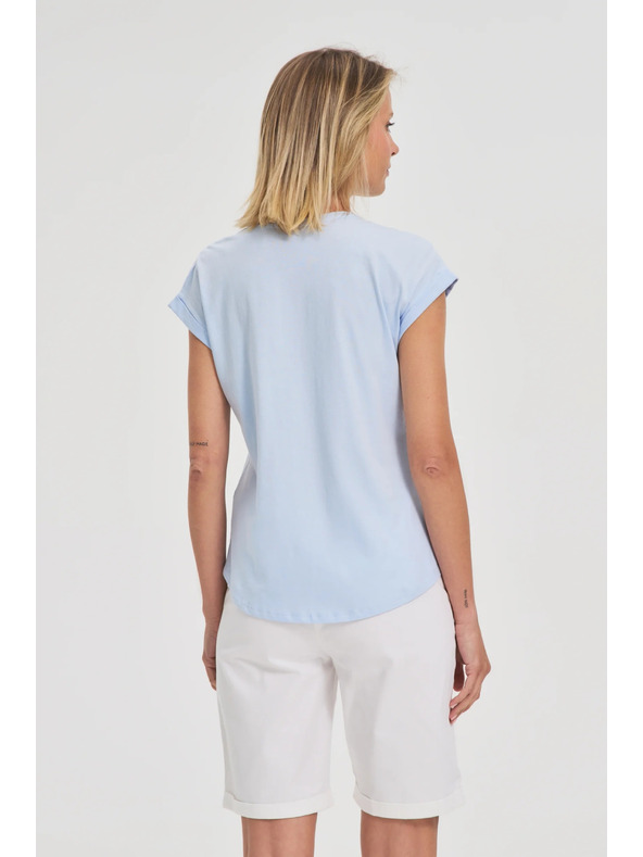 Moodo Svetlo modrý bavlnený top s vreckom