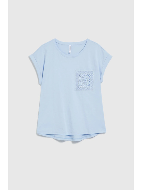 Moodo Svetlo modrý bavlnený top s vreckom