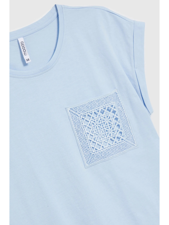 Moodo Svetlo modrý bavlnený top s vreckom