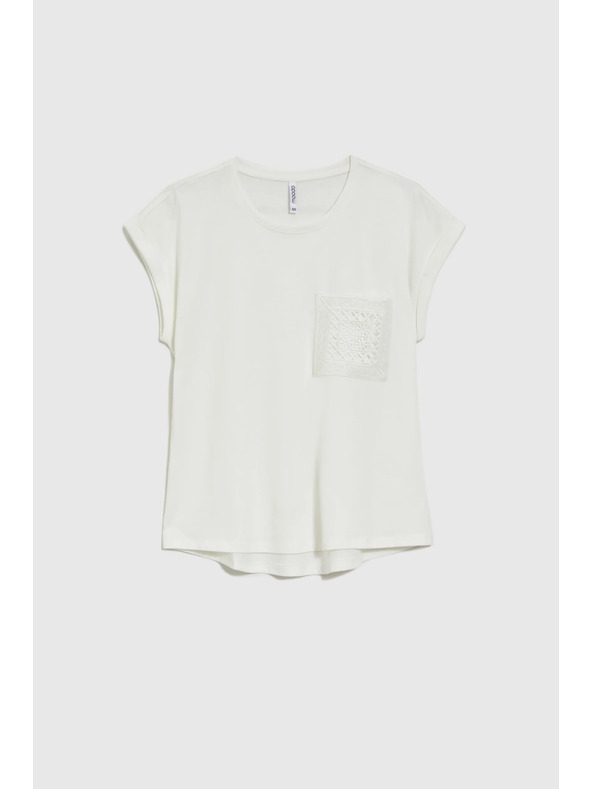 Moodo Biele bavlnené tričko s vreckom