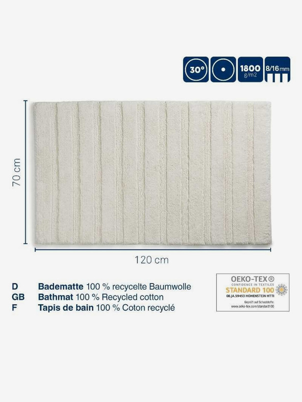 Kela Kúpeľňová predložka Megan 120x70 cm bavlna sivobiela KELA