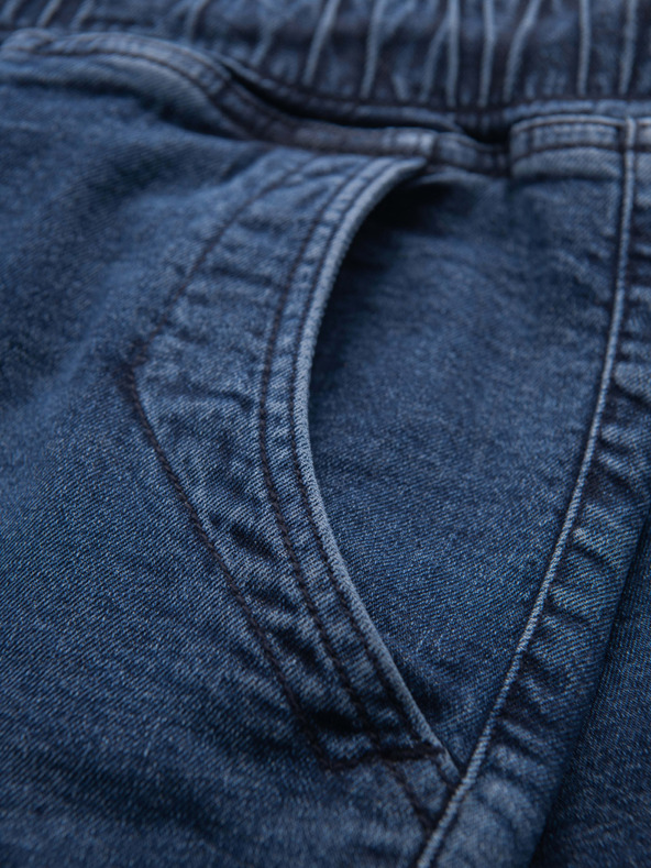 Ombre Clothing Pánske džínsové šortky s ohrnutým lemom - tmavo modré
