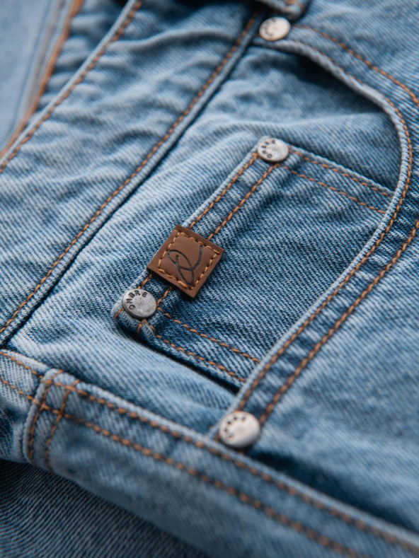 Ombre Clothing Pánske krátke džínsové šortky s dierami a trhlinami - svetlo modré