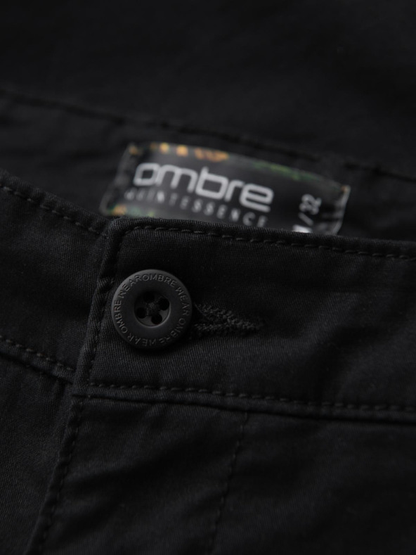 Ombre Clothing Pánske klasické chino šortky s ohrnutým lemom - čierne
