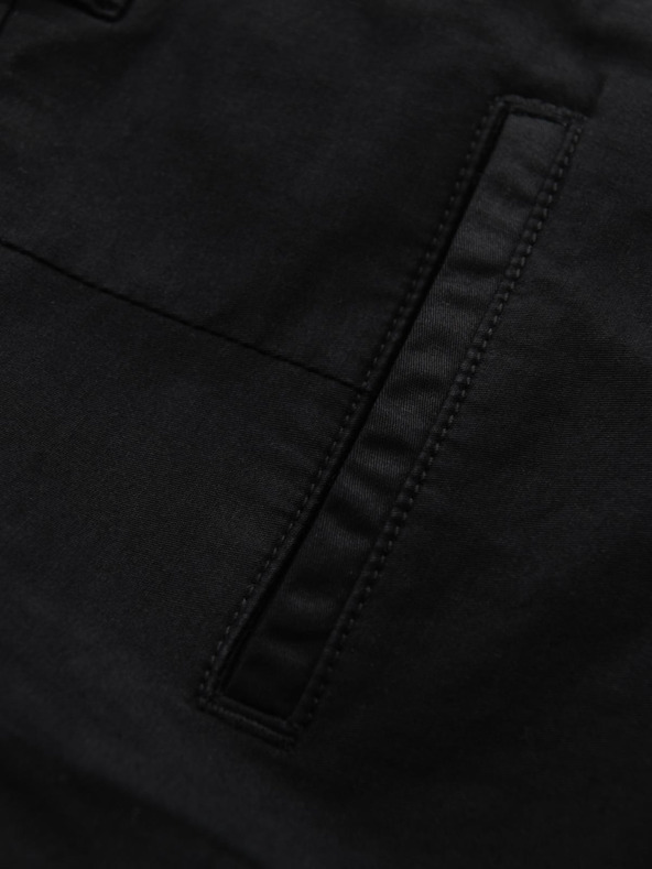 Ombre Clothing Pánske klasické chino šortky s ohrnutým lemom - čierne