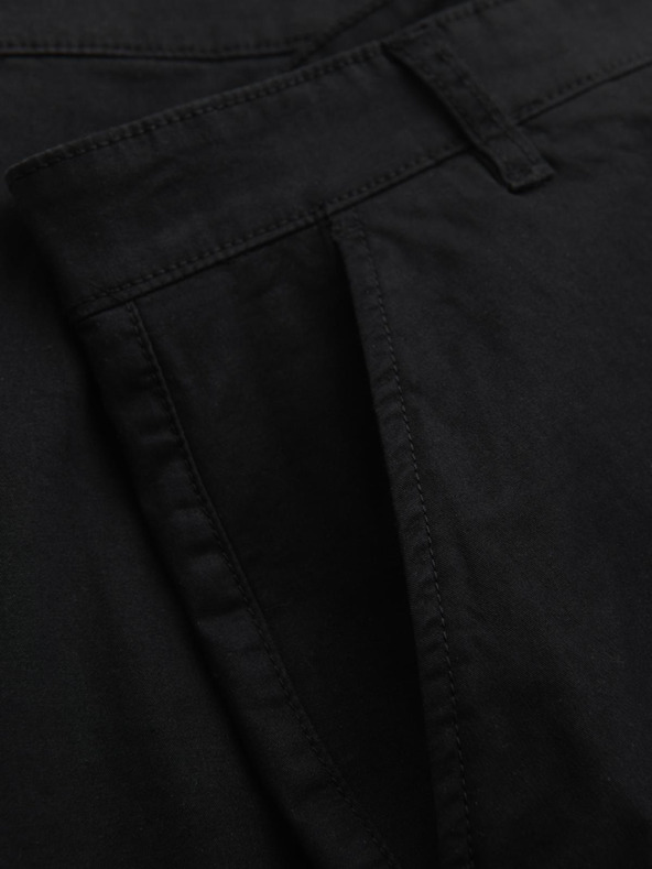 Ombre Clothing Pánske klasické chino šortky s ohrnutým lemom - čierne