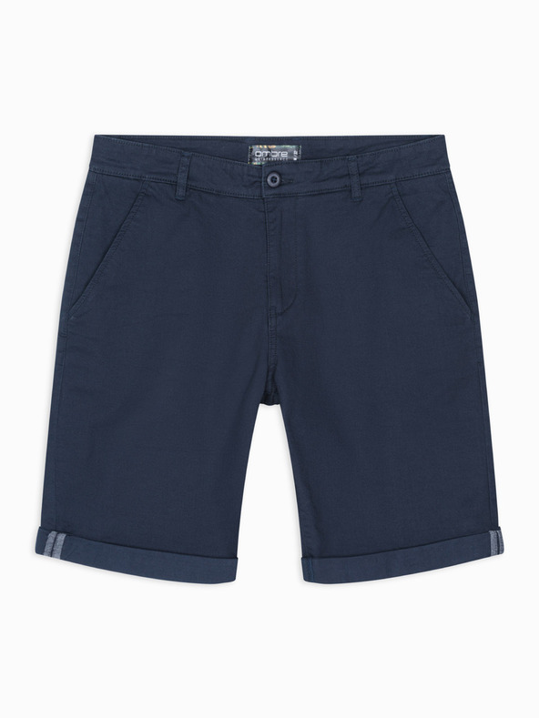 Ombre Clothing Pánske klasické chino šortky s ohrnutým lemom - tmavo modré