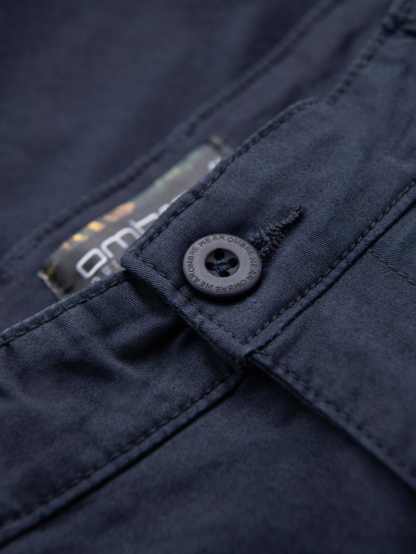 Ombre Clothing Pánske klasické chino šortky s ohrnutým lemom - tmavo modré