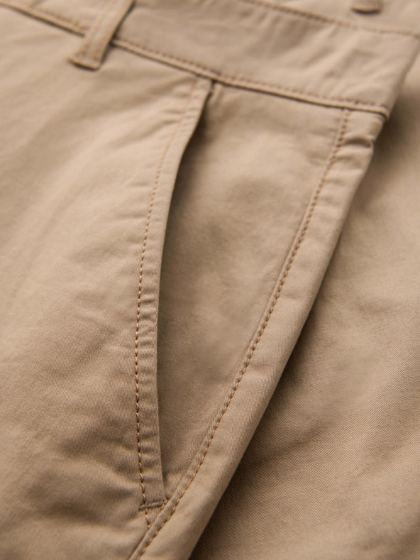 Ombre Clothing Pánske klasické chino šortky s ohrnutým lemom - béžové