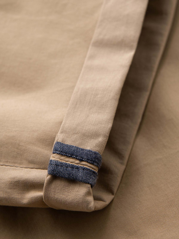 Ombre Clothing Pánske klasické chino šortky s ohrnutým lemom - béžové