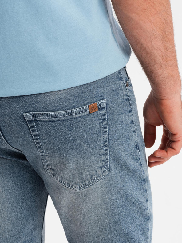 Ombre Clothing Pánske džínsové šortky s ohrnutým lemom - svetlomodré