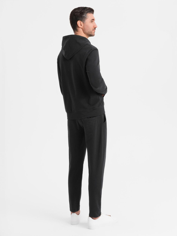 Ombre Clothing Pánska mikina s kapucňou + tepláky - čierna