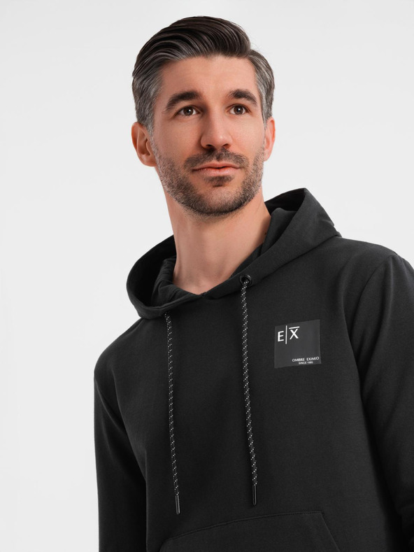 Ombre Clothing Pánska mikina s kapucňou + tepláky - čierna