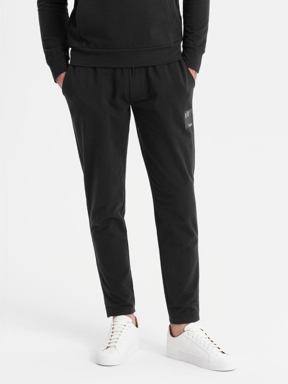 Ombre Clothing Pánska mikina s kapucňou + tepláky - čierna