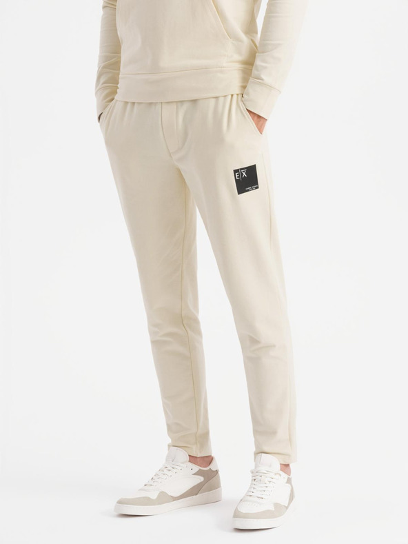 Ombre Clothing Pánska mikina s kapucňou + tepláky - krémová