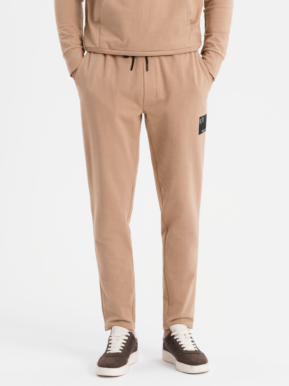 Ombre Clothing Pánska mikina s kapucňou + tepláky - hnedá
