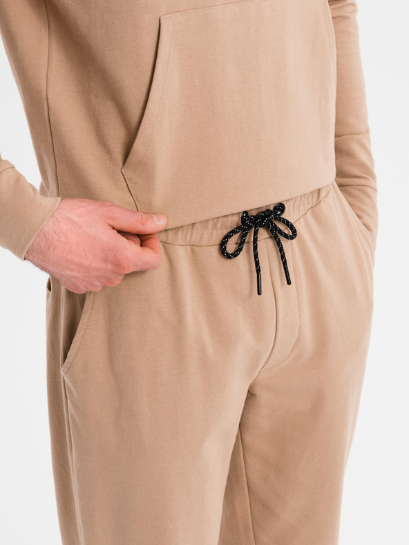 Ombre Clothing Pánska mikina s kapucňou + tepláky - hnedá