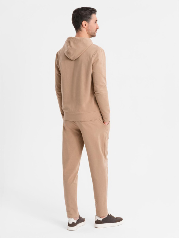 Ombre Clothing Pánska mikina s kapucňou + tepláky - hnedá