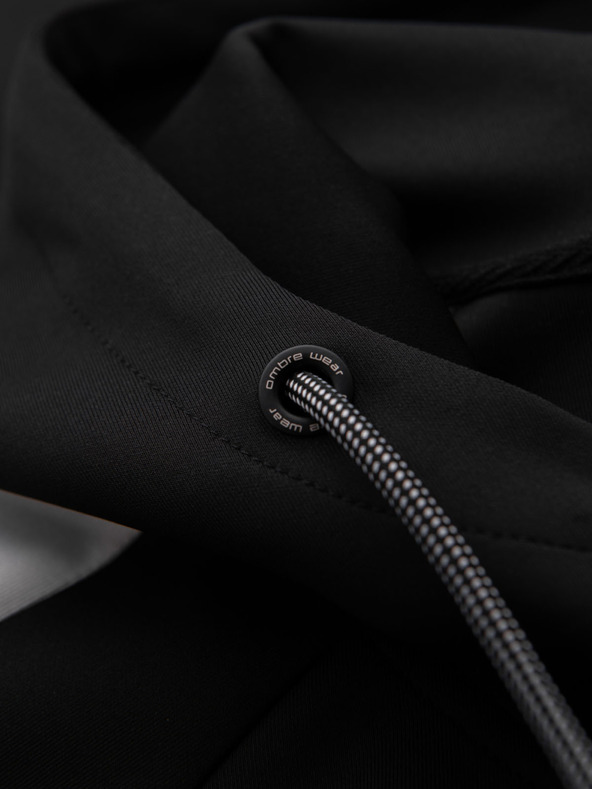 Ombre Clothing Pánska mikina na zips s kapucňou a lemovaním - čierna