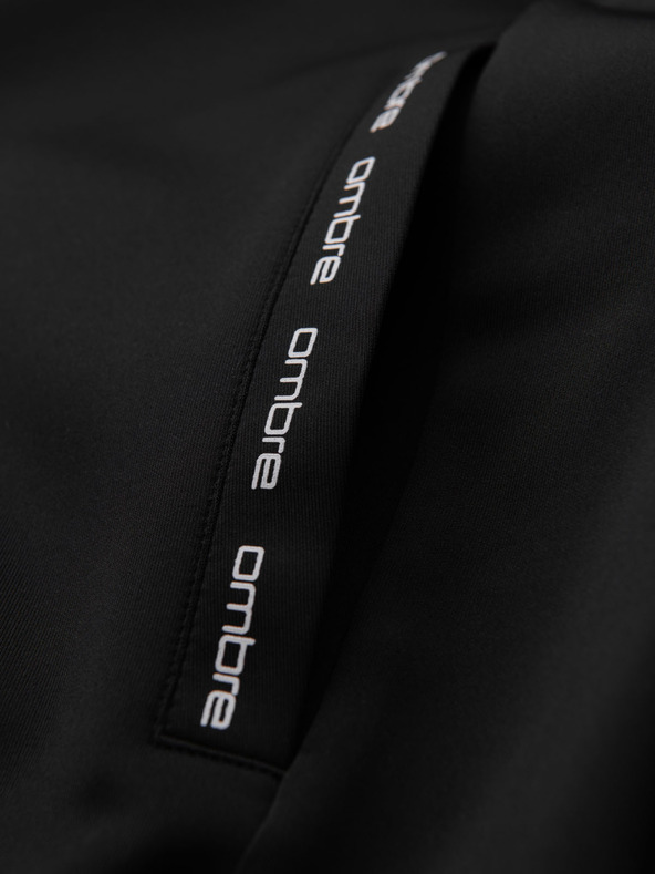 Ombre Clothing Pánska mikina na zips s kapucňou a lemovaním - čierna
