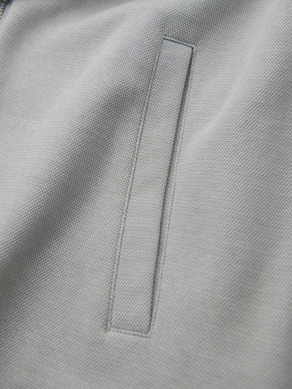 Ombre Clothing Pánska pletená bunda bomber - sivá