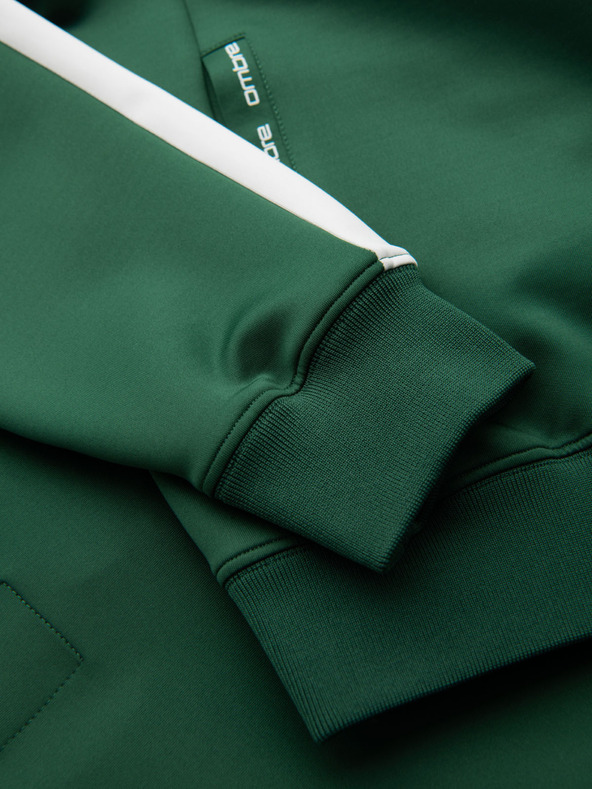 Ombre Clothing Pánska rozopínacia mikina s kapucňou a lemovaním - tmavo zelená